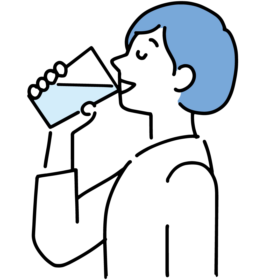 水を飲む女性のイラスト